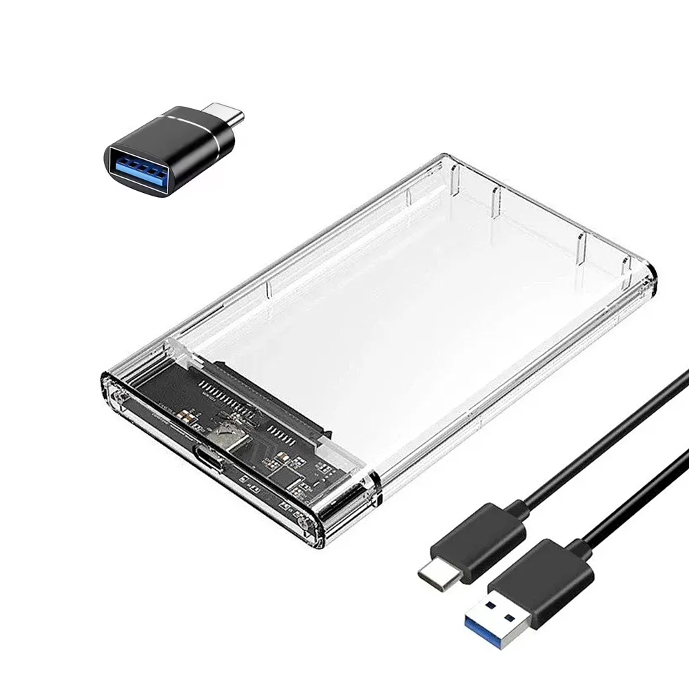 Caja Para Disco Duro USB a Tipo C A Usb 3.0 Transparente - Imagen 1